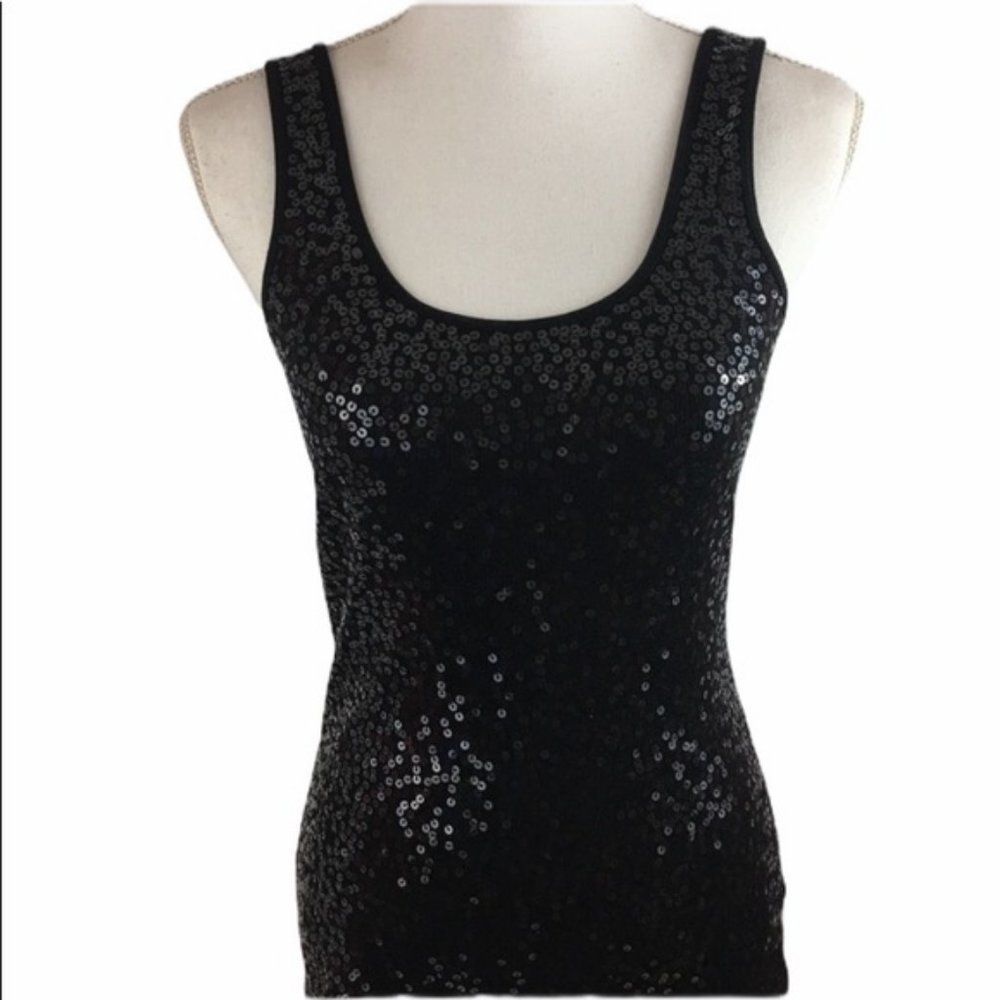 Express Black Sequin Tank Top Medium - image 5